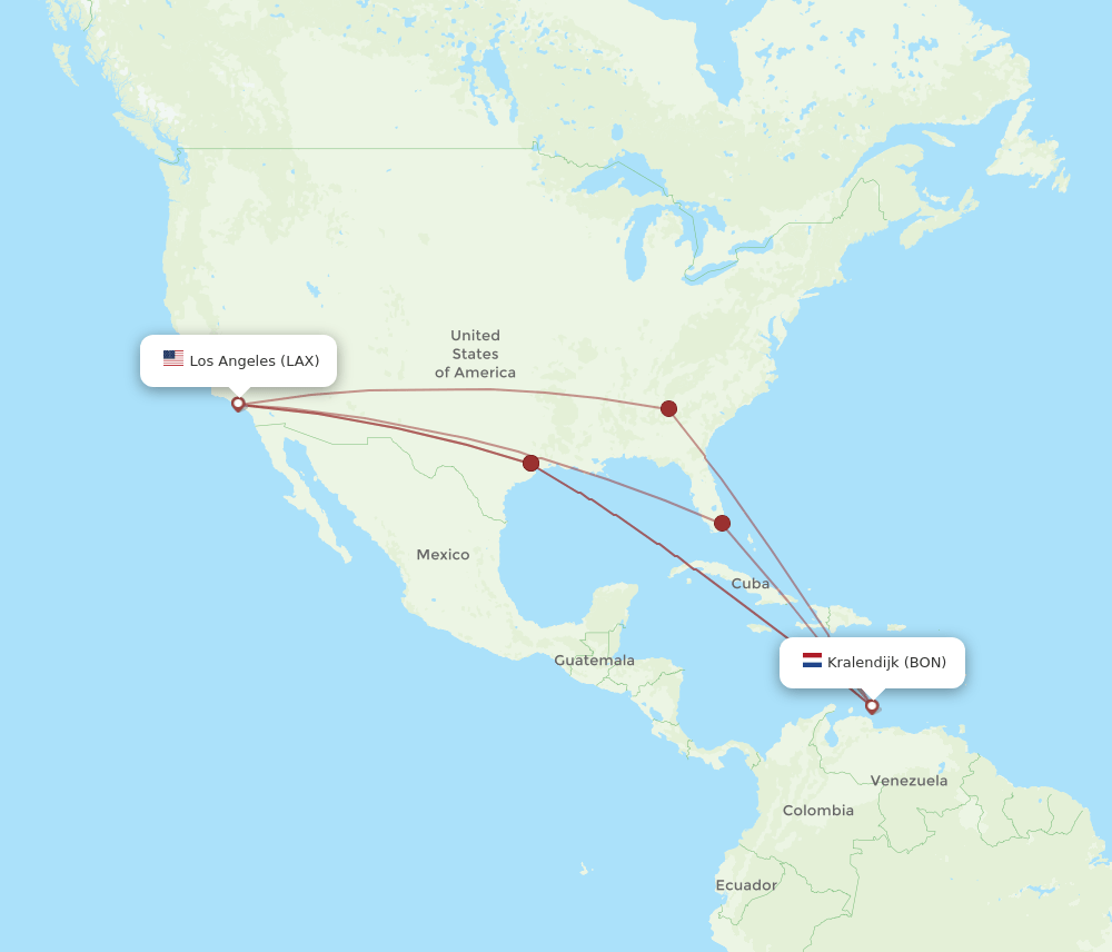 BON-LAX flight routes