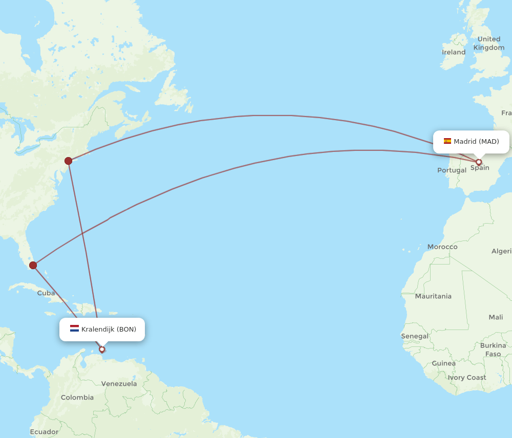 BON-MAD flight routes