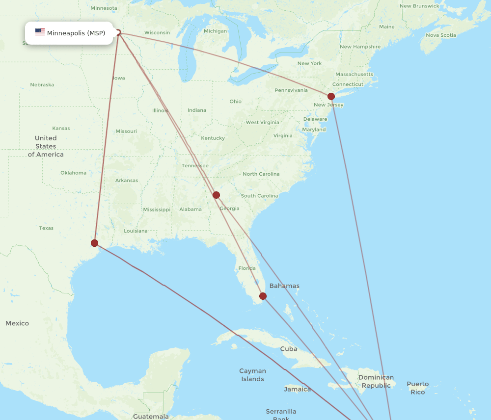 BON-MSP flight routes