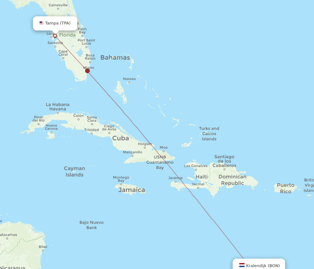 BON to TPA flights and routes map