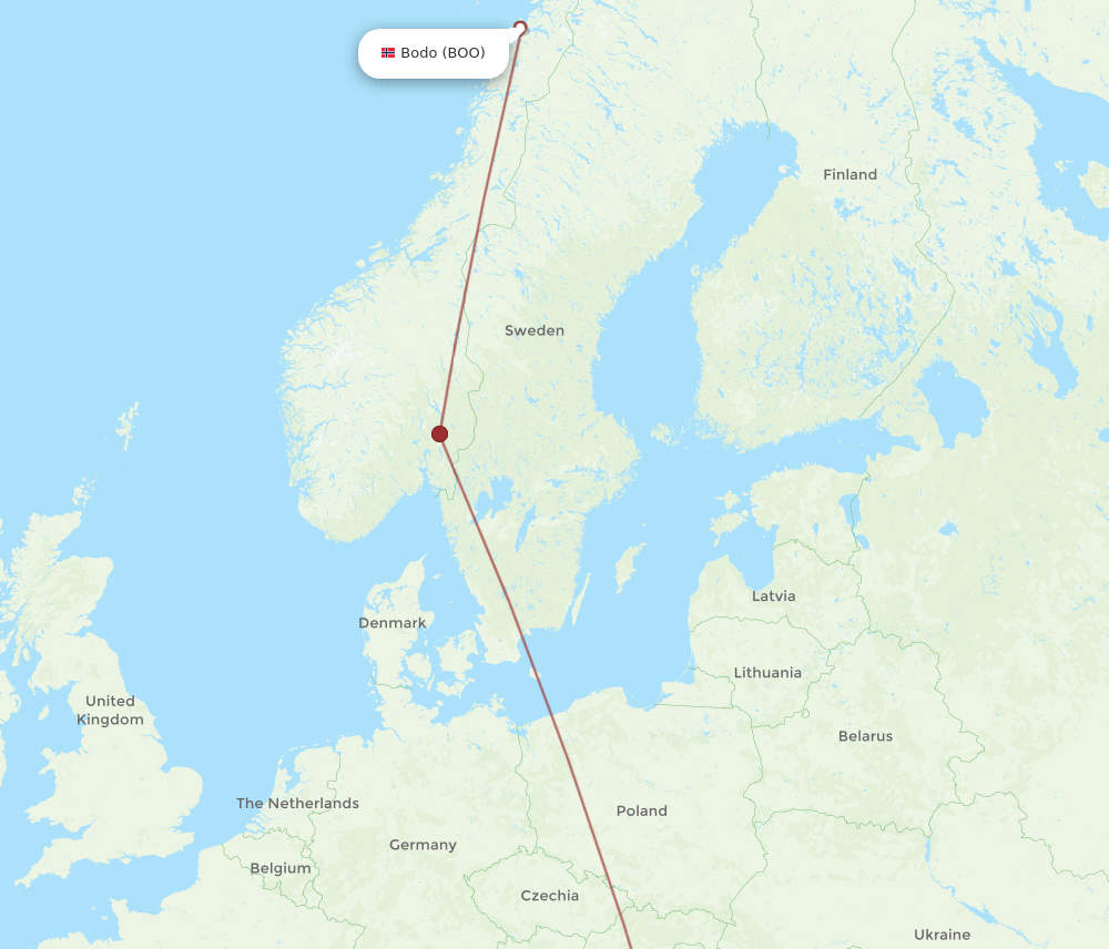 BOO to BEG flights and routes map