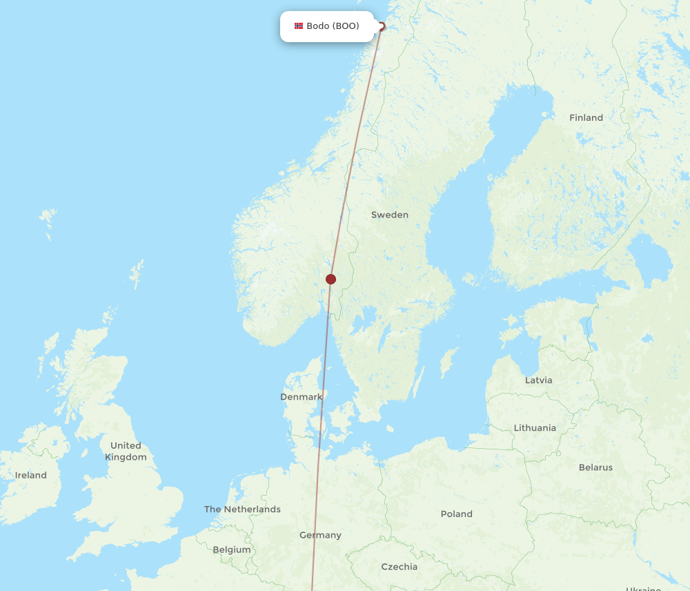 BGY to BOO flights and routes map