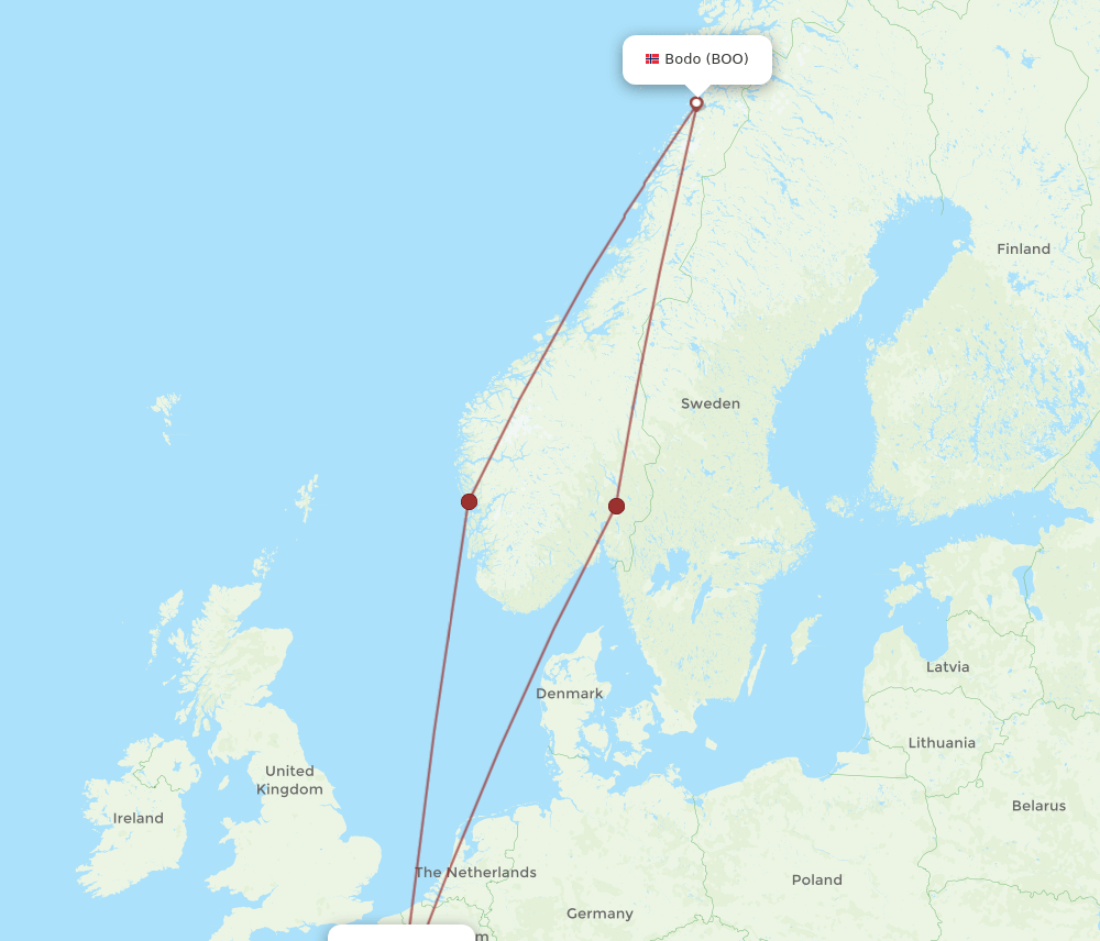 BOO-CDG flight routes