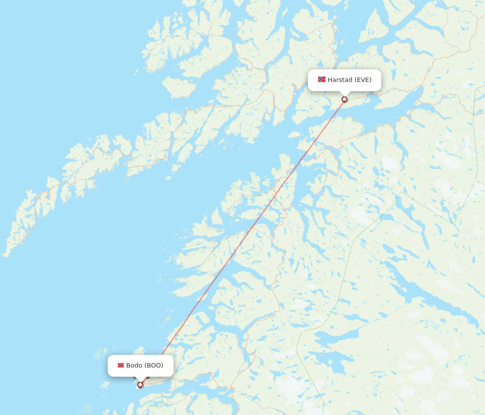 Bodo - Harstad-Narvik route map and flight paths