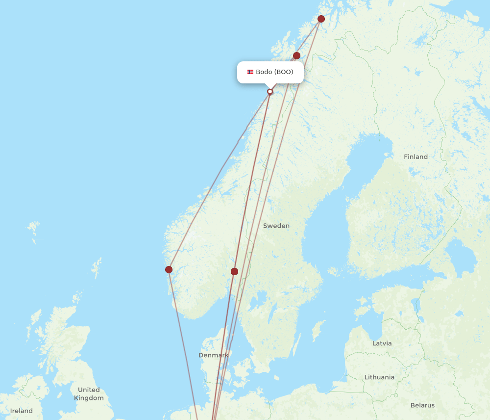 BOO-FRA flight routes