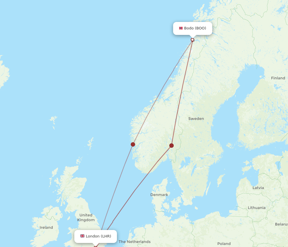 BOO-LHR flight routes