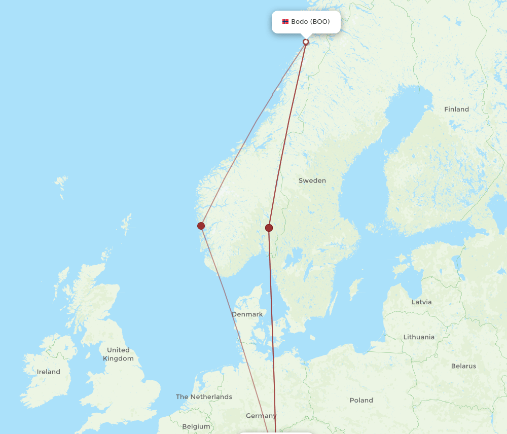 BOO to MUC flights and routes map
