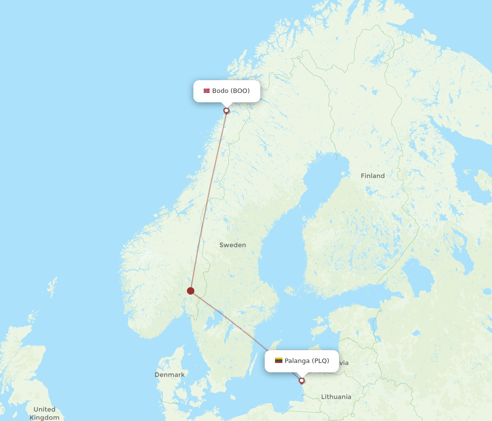 BOO to PLQ flights and routes map