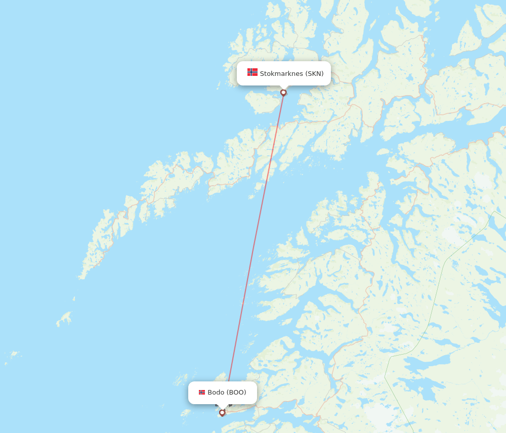Bodo - Stokmarknes route map and flight paths