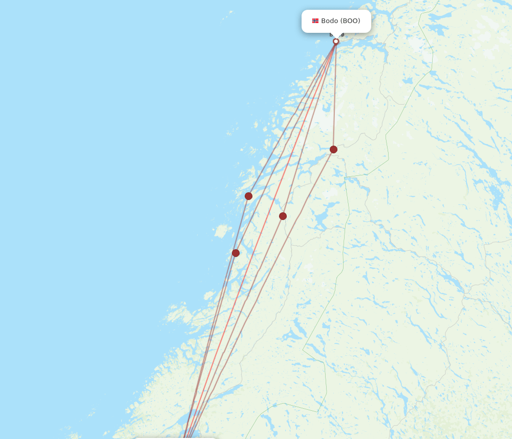 BOO to TRD flights and routes map