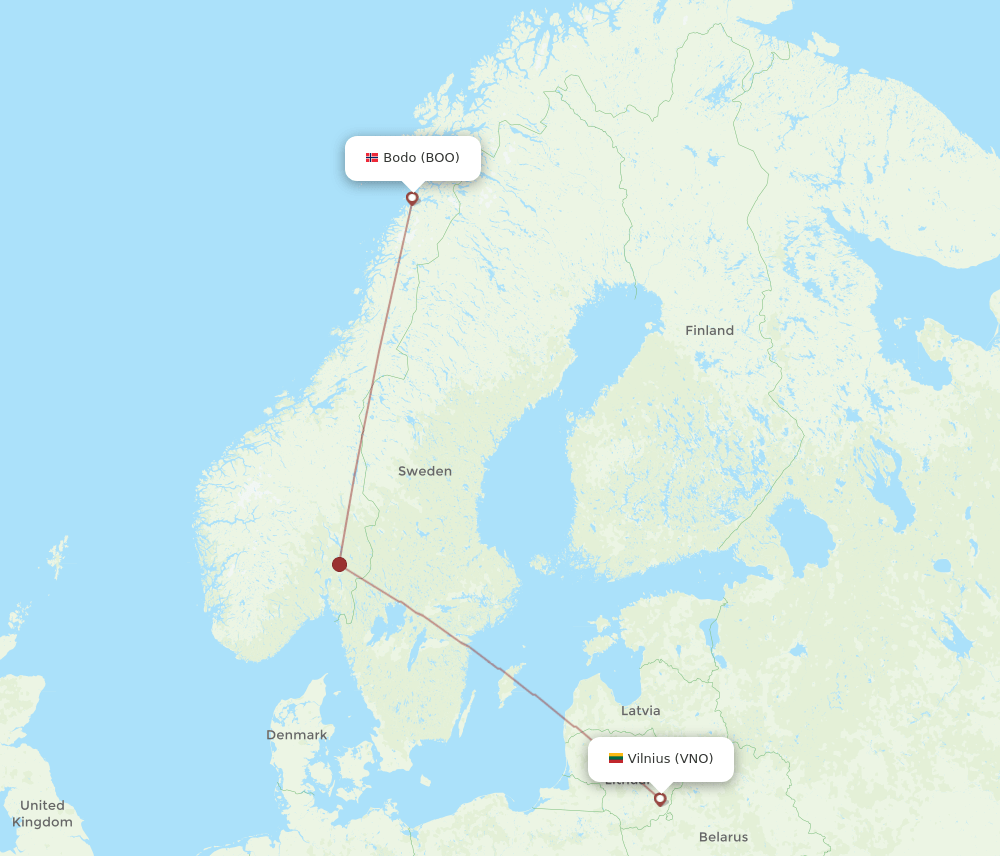 BOO to VNO flights and routes map