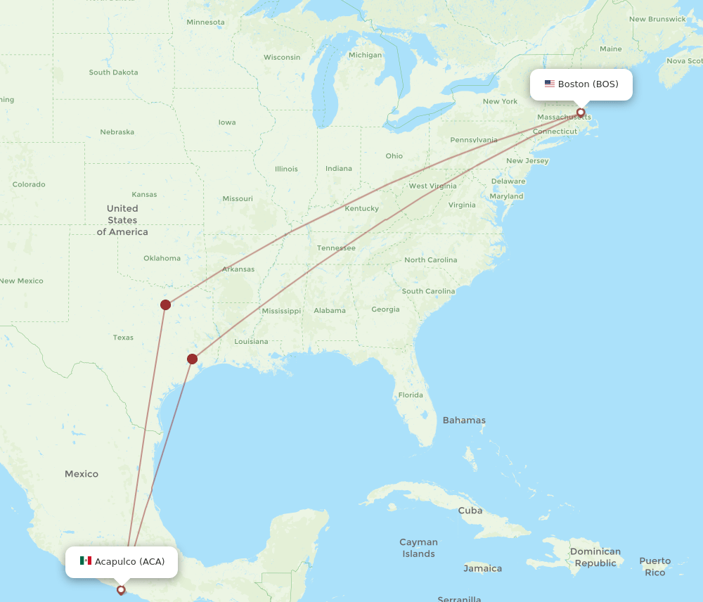 BOS-ACA flight routes