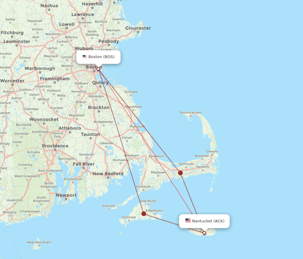 BOS-ACK flight routes