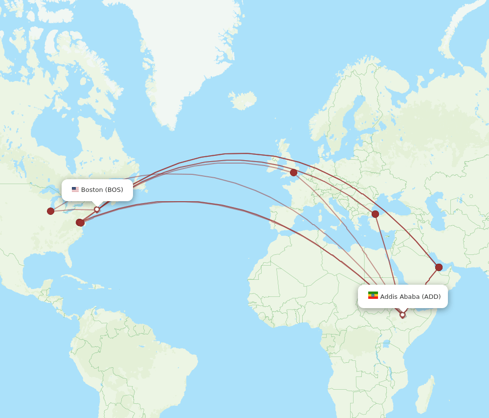 BOS-ADD flight routes