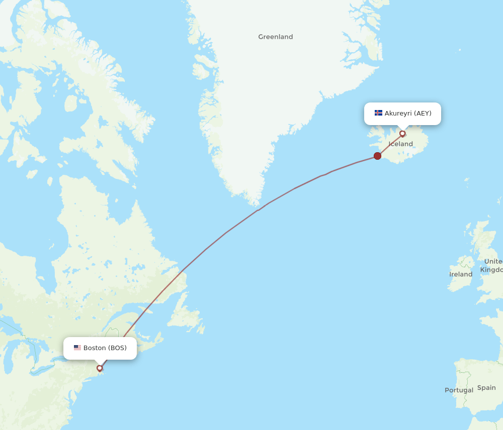 BOS-AEY flight routes