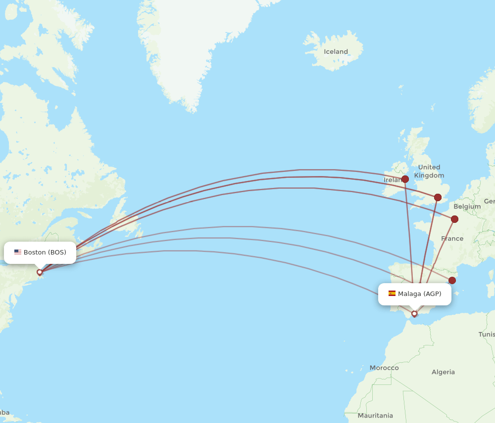 BOS-AGP flight routes