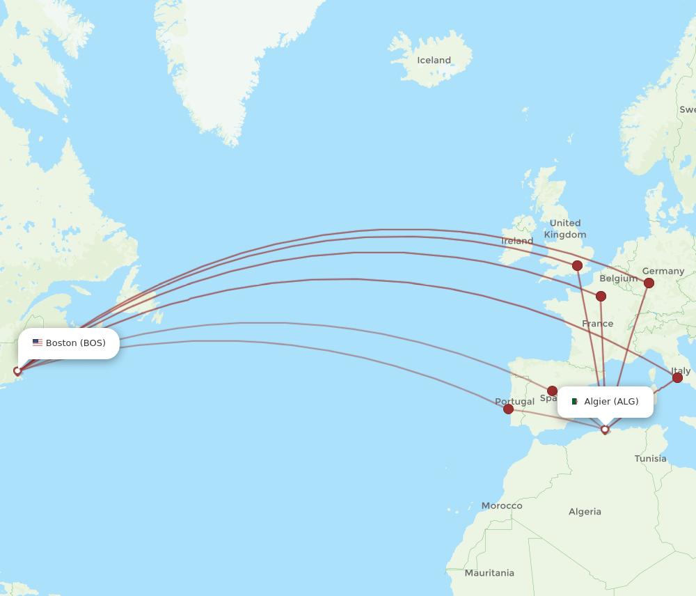 BOS-ALG flight routes