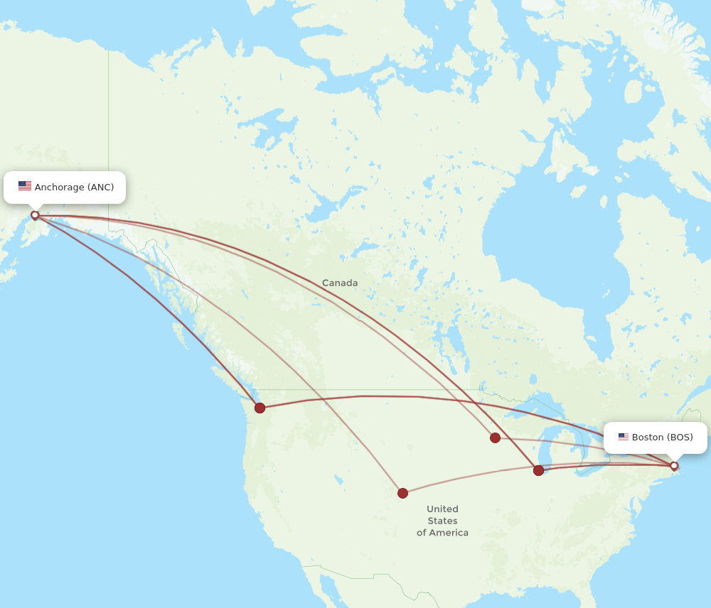 BOS-ANC flight routes