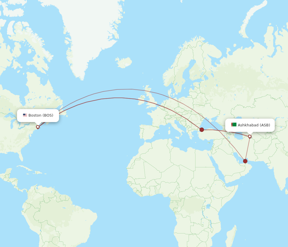 BOS-ASB flight routes