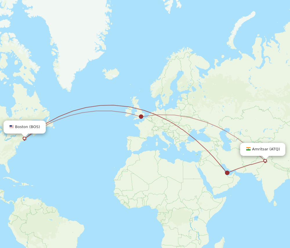 BOS-ATQ flight routes