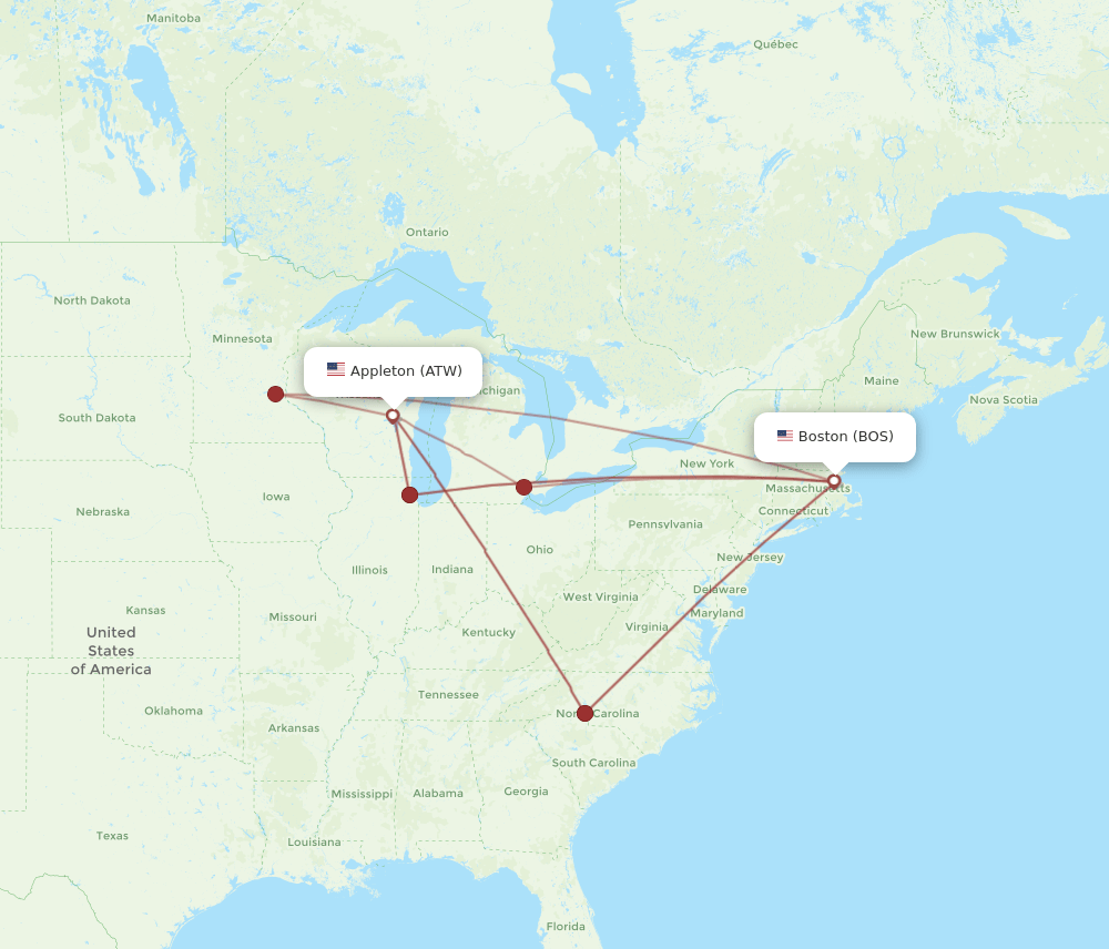 BOS-ATW flight routes