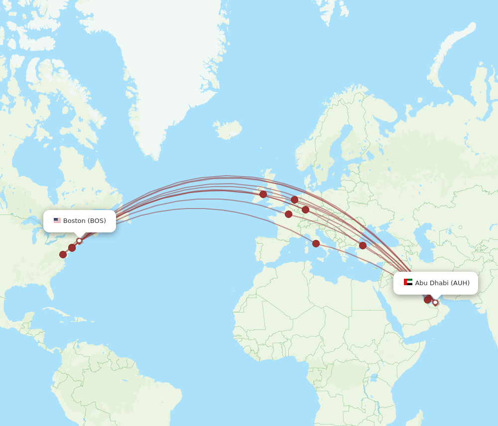 BOS-AUH flight routes
