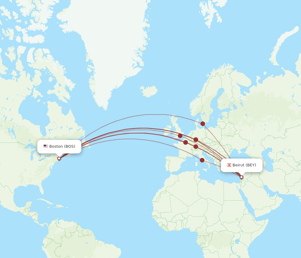 BOS-BEY flight routes