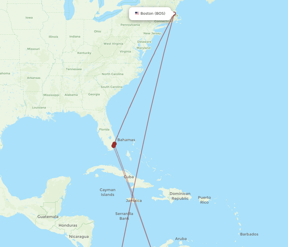 BOS-BGA flight routes