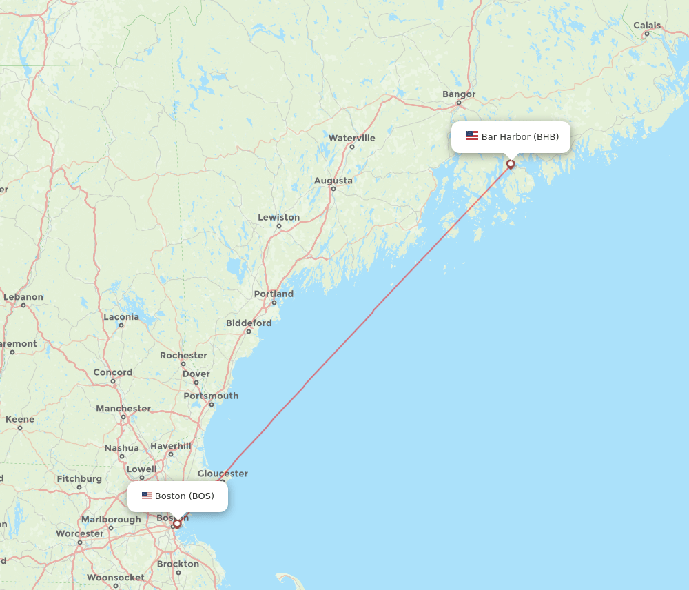 BOS to BHB flights and routes map