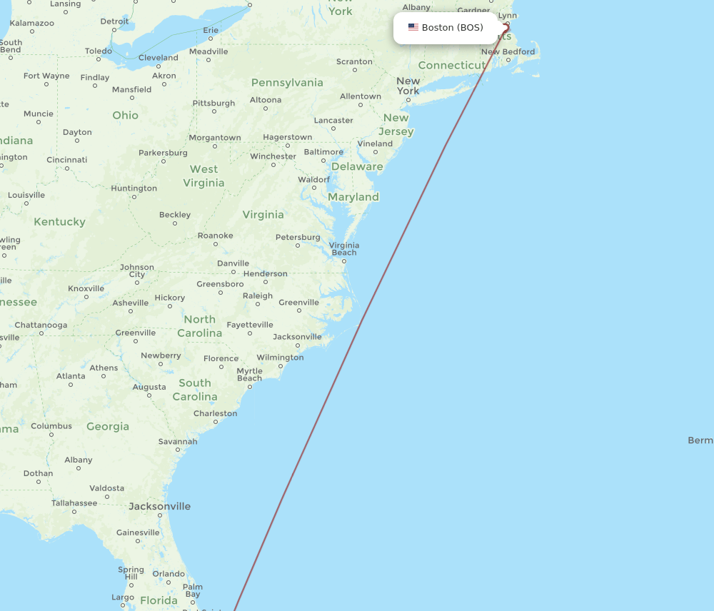 BOS-BIM flight routes