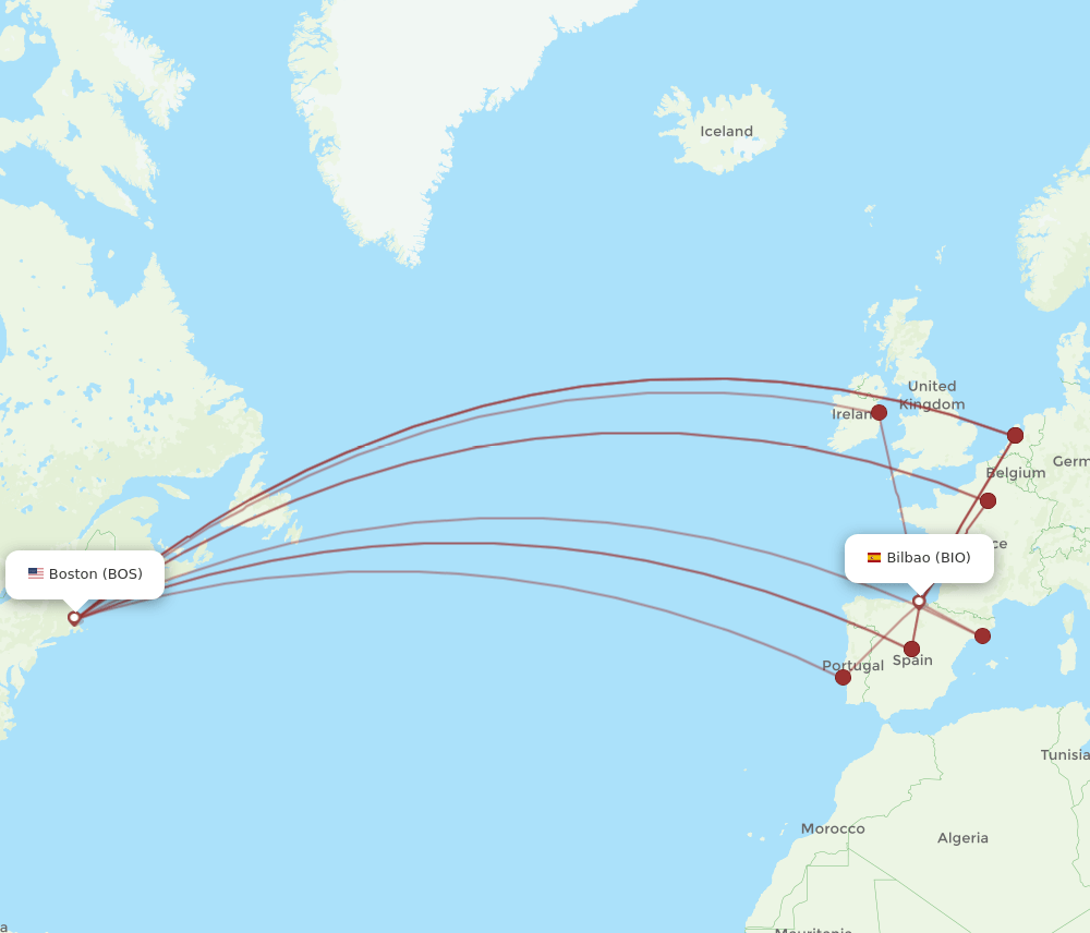 BOS-BIO flight routes