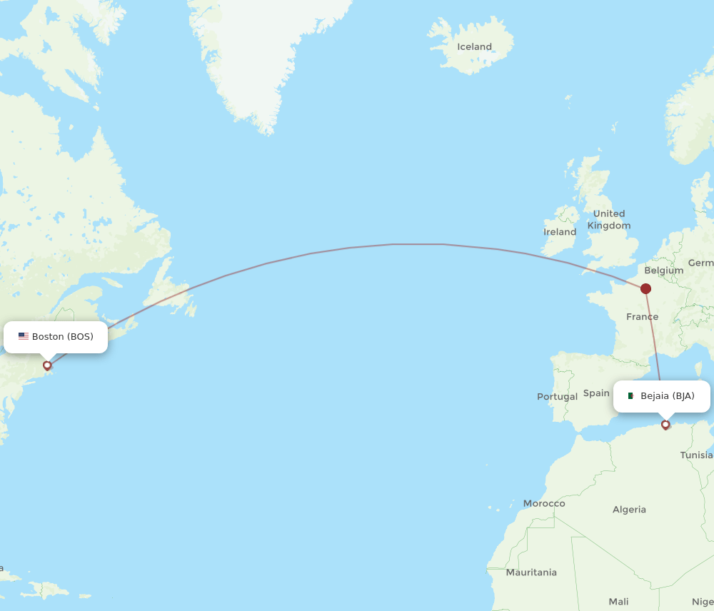 BOS-BJA flight routes