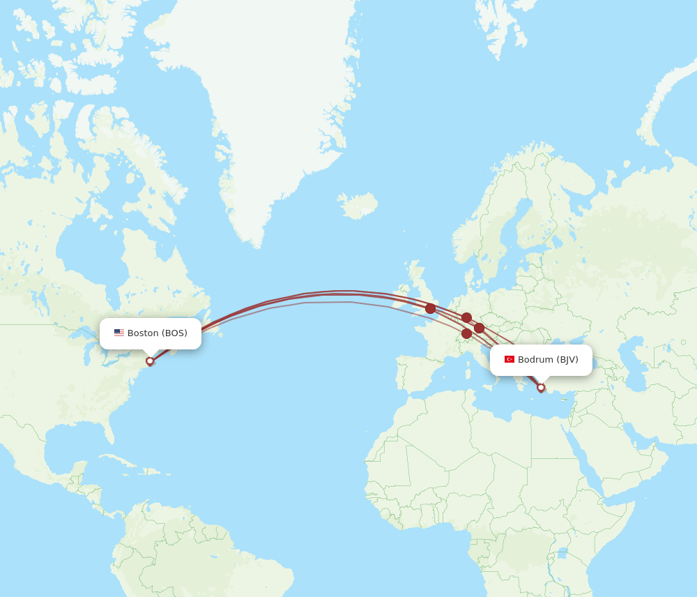 BOS-BJV flight routes