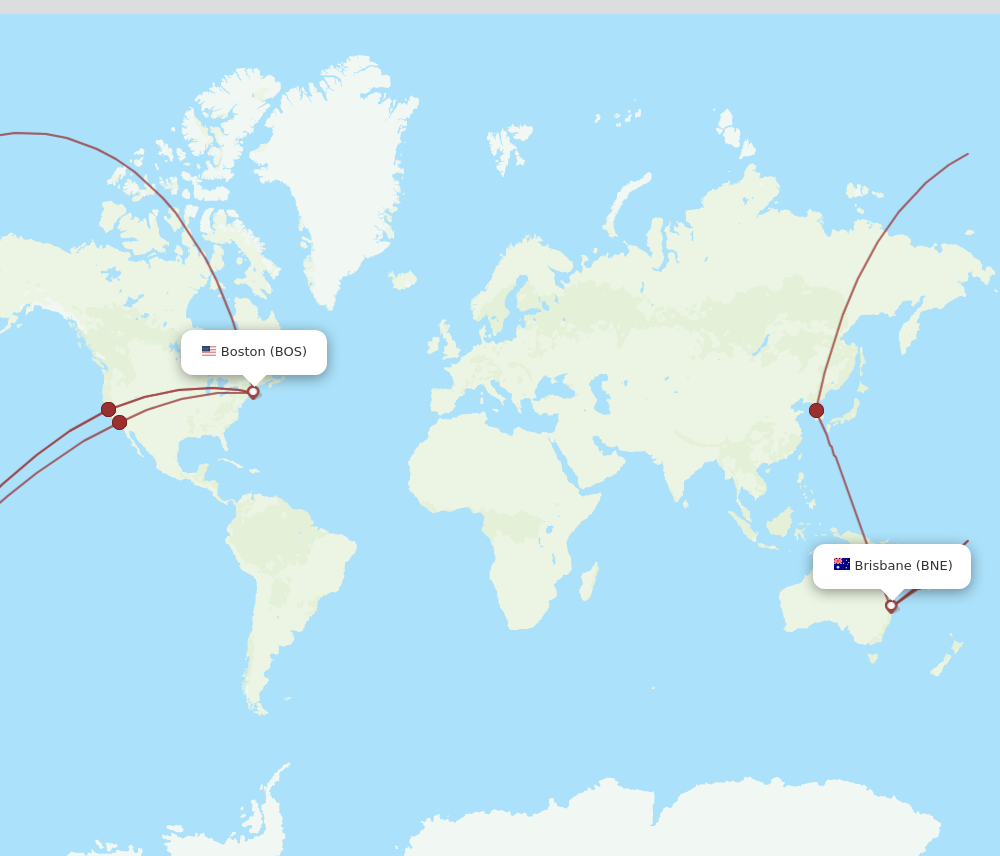 BOS to BNE flights and routes map