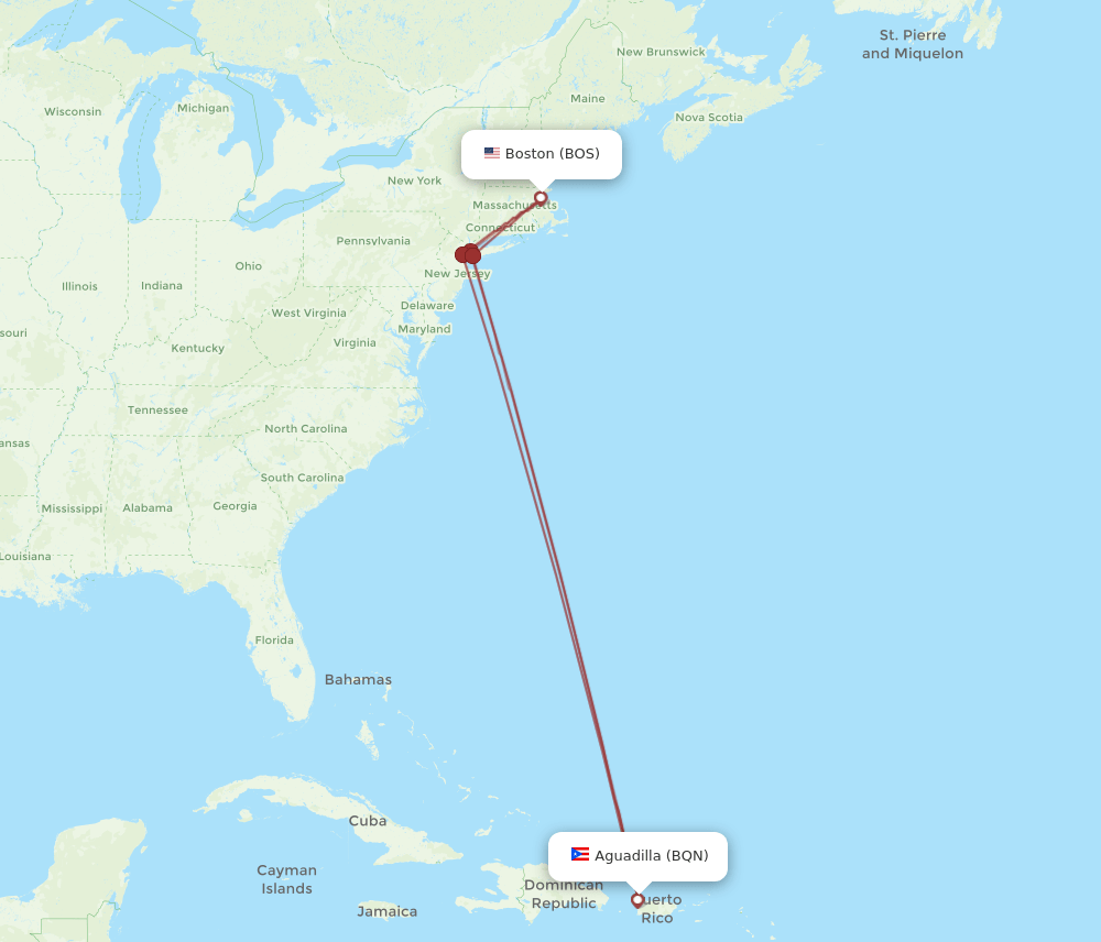 BOS-BQN flight routes