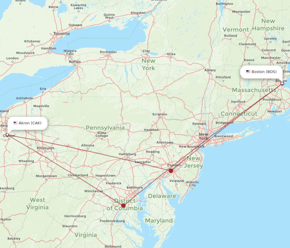 BOS-CAK flight routes