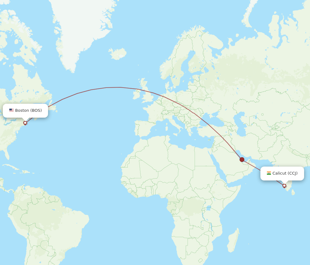 BOS-CCJ flight routes
