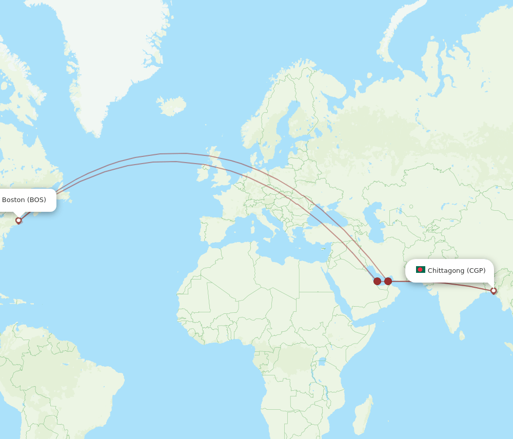 BOS-CGP flight routes
