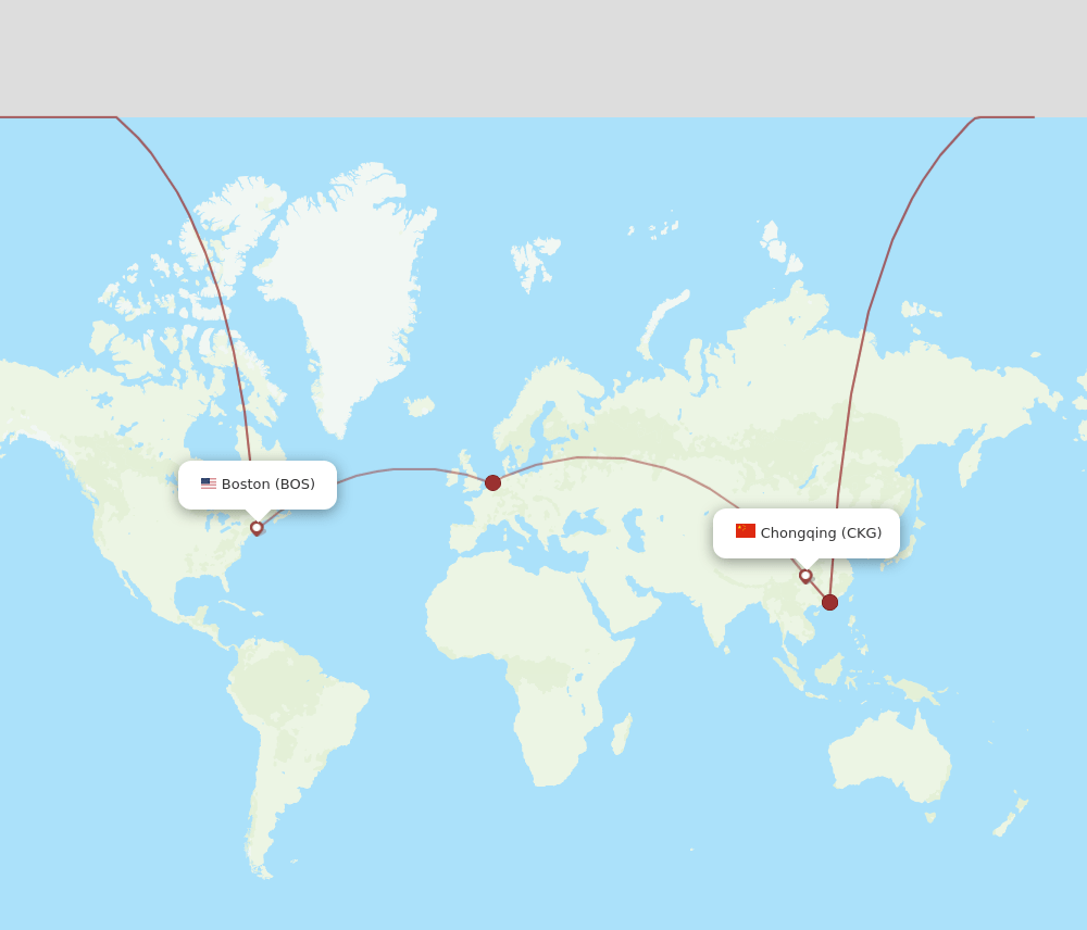 BOS-CKG flight routes