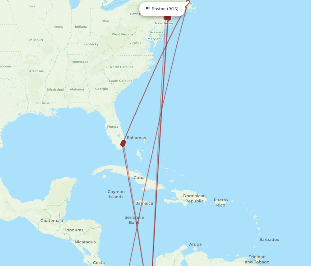 BOS-CLO flight routes