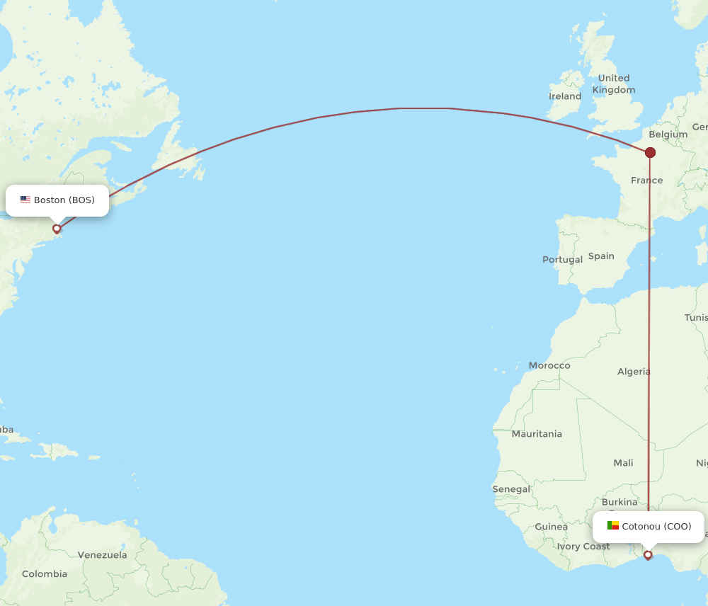 BOS-COO flight routes