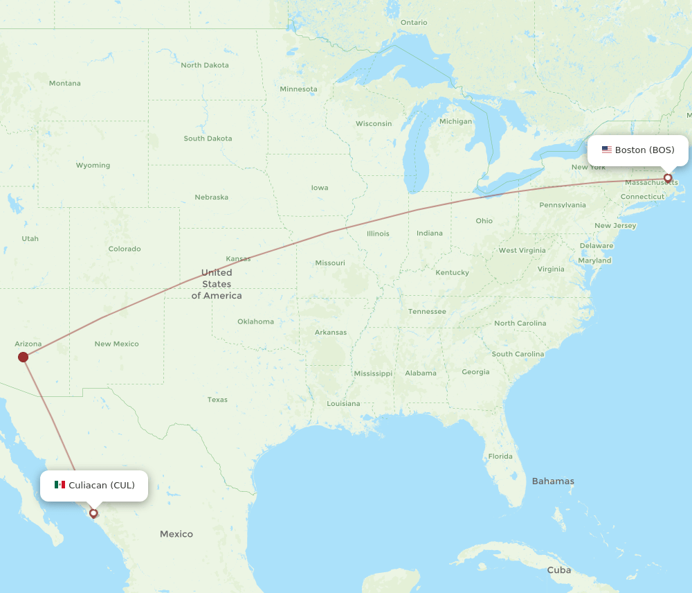 BOS to CUL flights and routes map