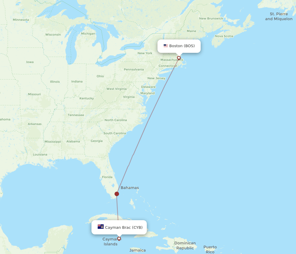 BOS-CYB flight routes