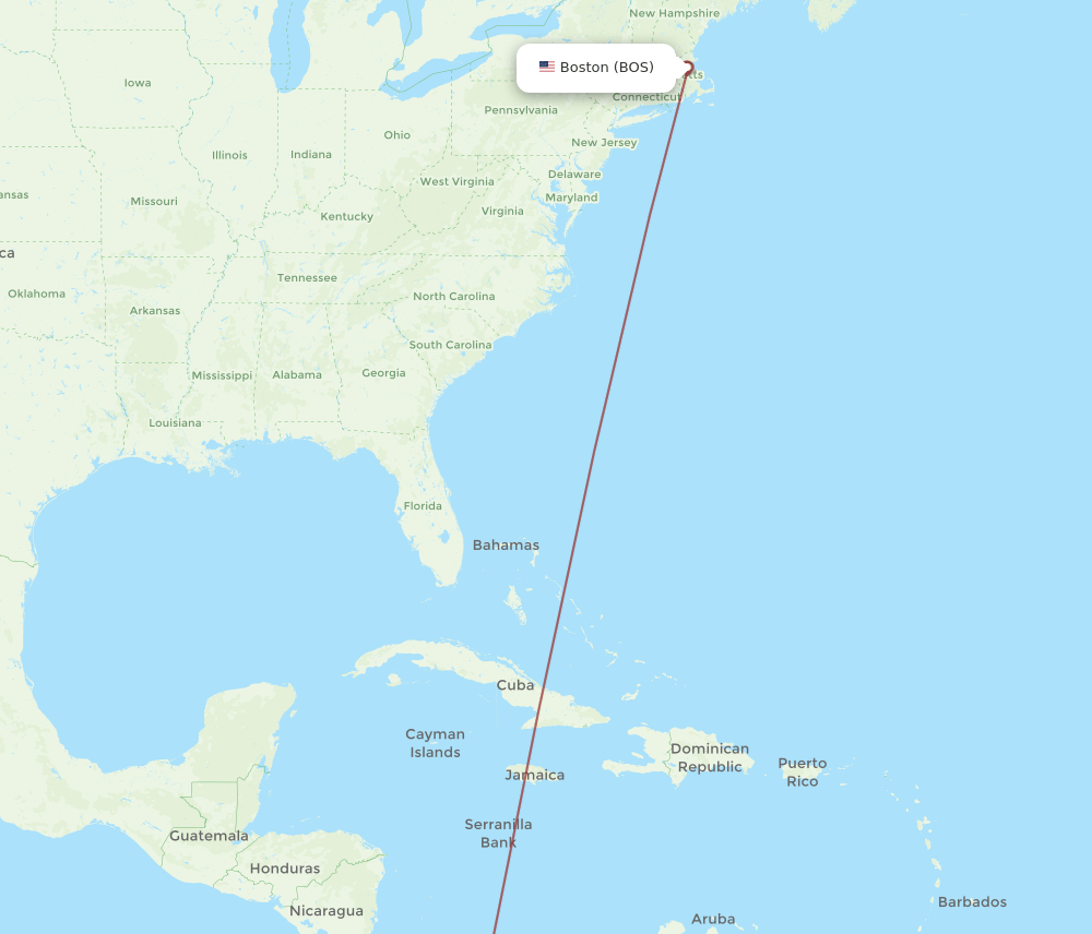 BOS-DAV flight routes