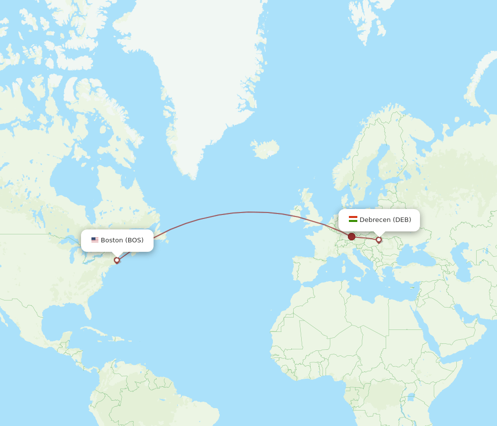 BOS-DEB flight routes