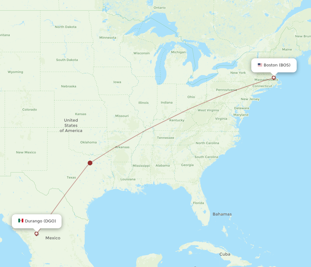 BOS to DGO flights and routes map