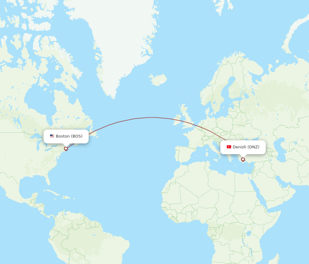 BOS-DNZ flight routes