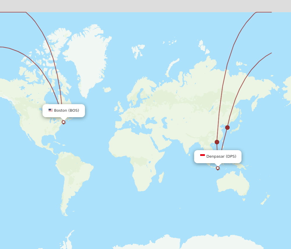 BOS to DPS flights and routes map