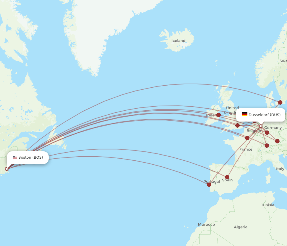BOS-DUS flight routes