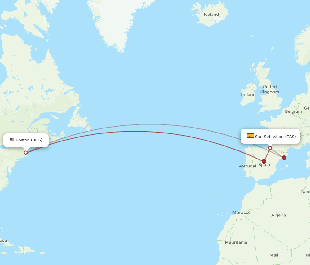 BOS-EAS flight routes